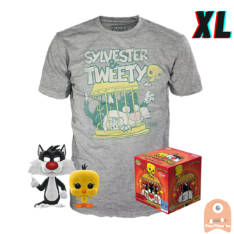 Funko POP! &amp; TEE BOX Sylvester &amp; Tweety Flocked Exclusive - X-Large