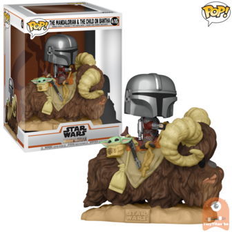 POP! Star Wars Deluxe The Mandalorian on Bantha w/ Child in Bag #416