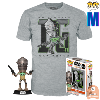 Funko POP! &amp; TEE BOX IG-11 w/ Child - Star Wars - The Mandalorian Exclusive - Medium