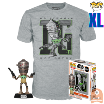 Funko POP! &amp; TEE BOX IG-11 w/ Child - Star Wars - The Mandalorian Exclusive - X-Large