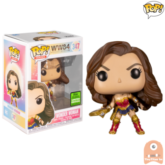 POP! Heroes Wonder Woman w/ Tiara Boomerang Metallic 347 WW1984 ECCC 2021 Spring Convention Exclusive