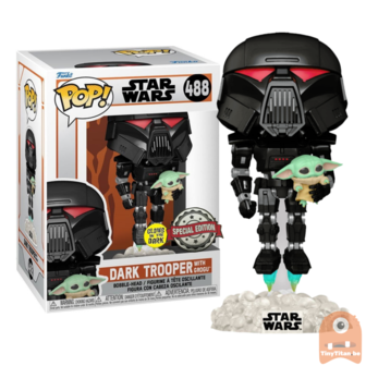 POP! Star Wars Dark Trooper w/ Gorgu GITD 488 The Mandalorian Exclusive