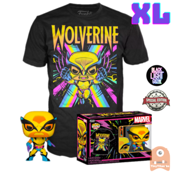 Funko POP! &amp; TEE BOX X-Men Wolverine BlackLight - Marvel Exclusive - Xlarge
