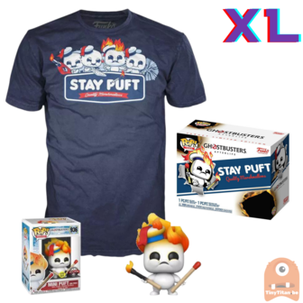 Funko POP! & TEE BOX Mini Puft on Fire GITD - Ghostbusters Afterlife Exclusive - X-Large