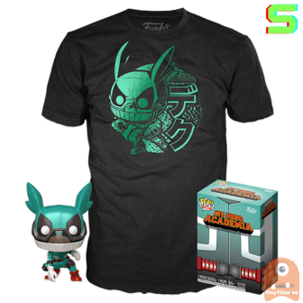 Funko POP! &amp; TEE BOX Deku w/ Helmet Metallic My Hero Academia Exclusive - Small