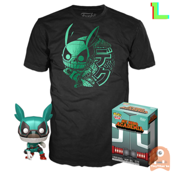 Funko POP! &amp; TEE BOX Deku w/ Helmet Metallic My Hero Academia Exclusive - Large