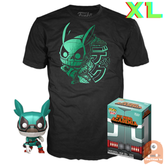 Funko POP! &amp; TEE BOX Deku w/ Helmet Metallic My Hero Academia Exclusive - X-Large