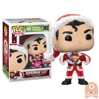 POP! Heroes Superman in Holiday Sweater FLocked 353 DC  Exclusive 