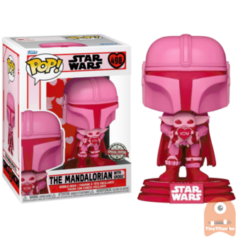 POP! Star Wars Mandalorian w/ Grogu Valentine 498 Exclusive