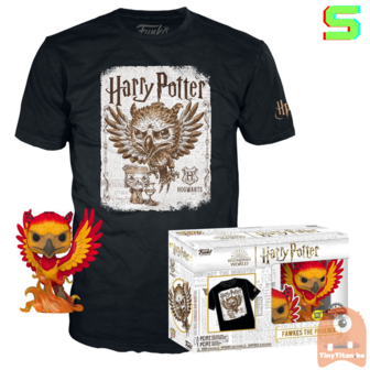 Funko POP! &amp; TEE BOX Fawkes The Phoenix GITD - Harry Potter Exclusive - Small