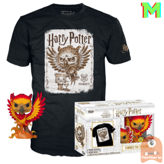 Funko POP! &amp; TEE BOX Fawkes The Phoenix GITD - Harry Potter Exclusive - Medium