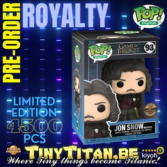 Digital POP! Jon Snow Wildling 93 Royalty Game of Thrones Exclusive Pre-order