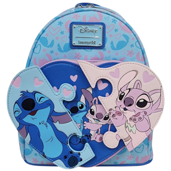 LOUNGEFLY Stitch and Angel Puzzle Pieces Mini Backpack Exclusive ed.