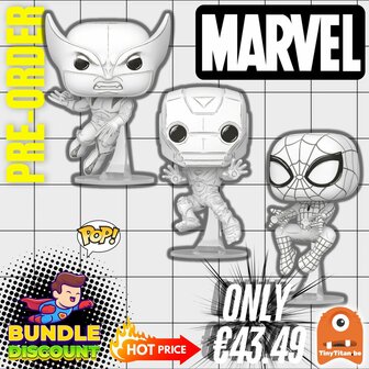 FUNKO POP! Super Discount Bundle of 3 MARVEL SKETCHED Pre-Order
