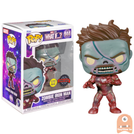 POP! Marvel Zombie Iron Man GITD 944 What If  Exclusive 