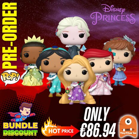 FUNKO POP! Super Discount Bundle of 6 (Winter Outfit) Disney Princess Holiday Pre-Order