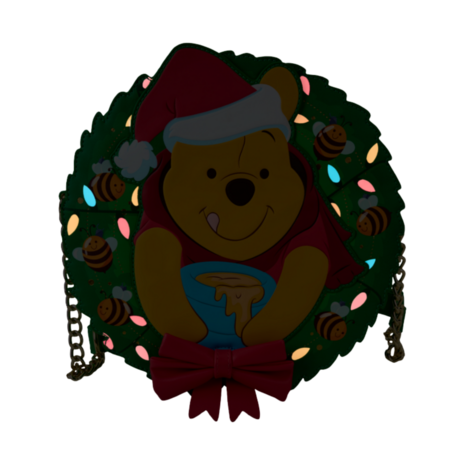 LOUNGEFLY Winnie the Pooh - Pooh Stuck in Wreath Glow in the Dark 9" Faux Leather Crossbody Bag