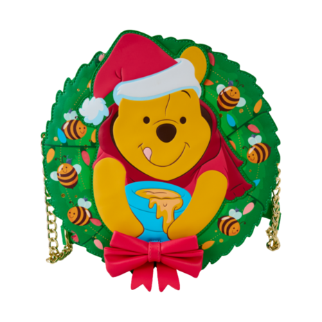 LOUNGEFLY Winnie the Pooh - Pooh Stuck in Wreath Glow in the Dark 9" Faux Leather Crossbody Bag