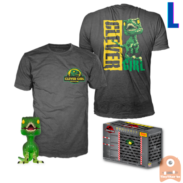 Funko POP! &amp; TEE BOX Jurassic Park - Velociraptor Clever Girl Exclusive - Large