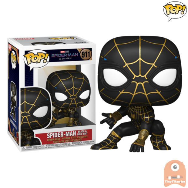 POP! Marvel Spider-man Black &amp; Gold Suit #911 Marvel Spider-Man No Way Home