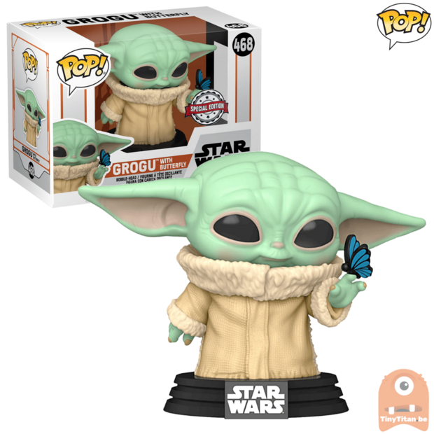 POP! Star Wars Grogu w/ Butterfly (The Child) #468 The Mandalorian Exclusive 