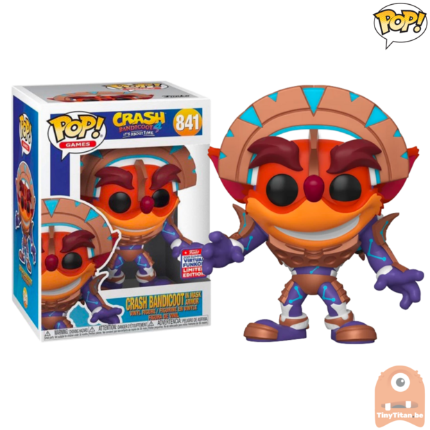 POP! Games Crash Bandicoot in Mask Armor #841 SDCC 2021 Funkon Summer Convention Exclusive LE 