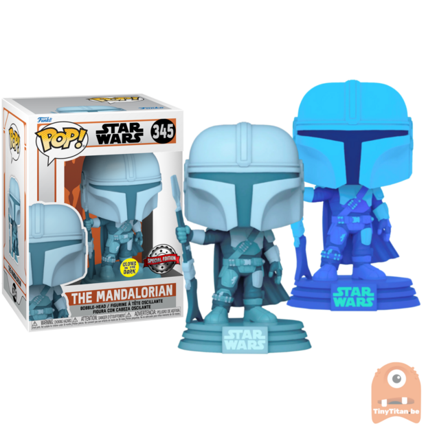 POP! Star Wars Mandalorian Holographic GITD 345 The Mandalorian Exclusive