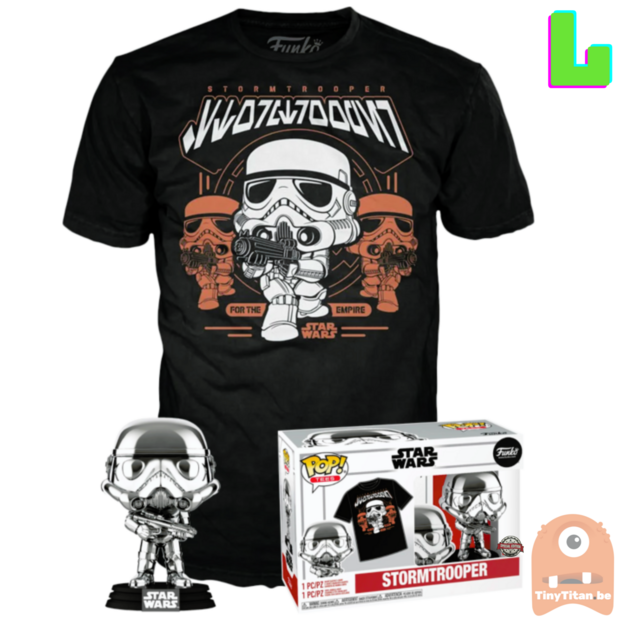 Funko POP! &amp; TEE BOX Stormtrooper chrome - Star Wars Exclusive - Large