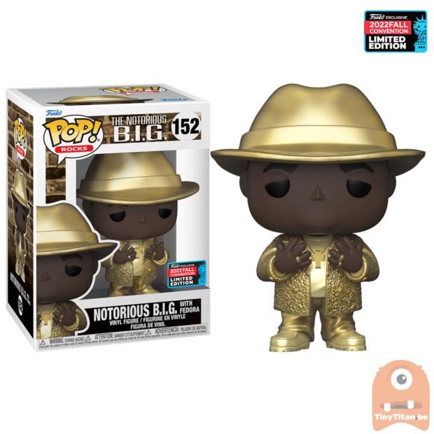 POP! ROCKS Biggie w/ Fedora Gold 152 NYCC 2022 Exclusive LE 