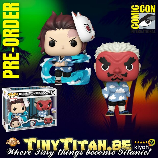 Funko POP! Tanjiro kamado &amp; Sakonji Urokodaki 2-Pack Demon Slayer SDCC 2023 Exclusive LE - Pre-order