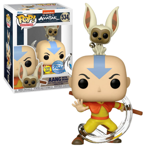 POP! Animation Aang w/ momo GITD 534 Avatar Exclusive