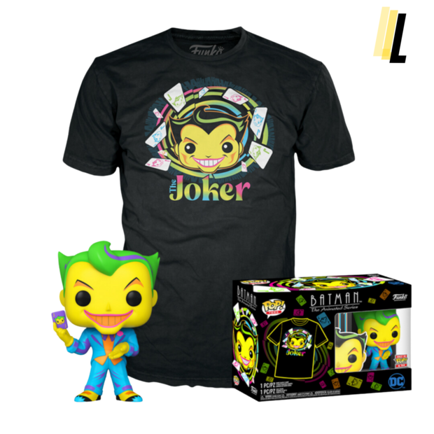 Funko POP! &amp; TEE BOX Batman The Animated Series - Joker Black Light 370 Exclusive - L