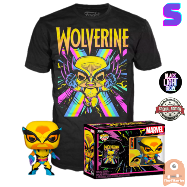 POP! &amp; TEE BOX X-Men Wolverine BlackLight - Marvel Exclusive - Small