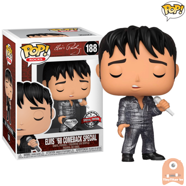 Funko POP! Rock Elvis Presley '68 Comeback Special Diamond Glitter 188 Exclusive