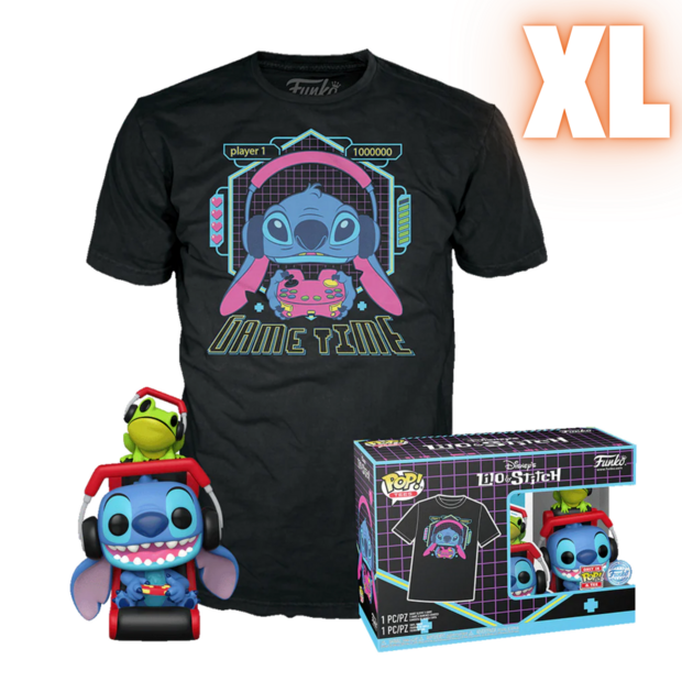 Funko POP! &amp; TEE Box Gamer Stitch w/ Frog - Disney Lilo &amp; Stitch Exclusive - XL