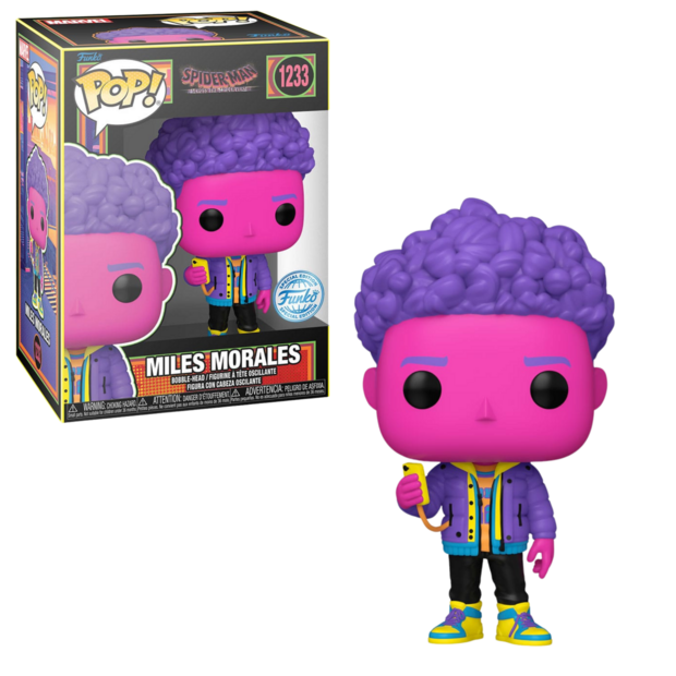 Funko POP! Marvel Miles Morales black light 1233 Spider-man Spiderverse Exclusive