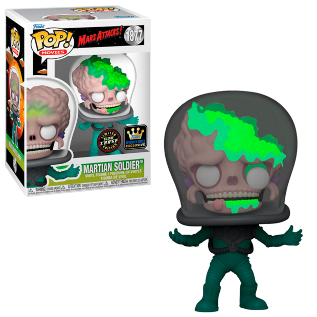 FUNKO POP! Mars Attacks Martian Soldier CHASE GITD 1877 Mars Attack Exclusive