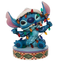 Disney Traditions Stitch Wrapped in Lights Figurine 6010872