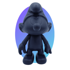 Plastic movable Smurf - Navy Blue Color - Matte Colors - 20 cm