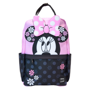LOUNGEFLY Minnie Mouse Floral Rock The Dots Nylon Full-Size BackPack
